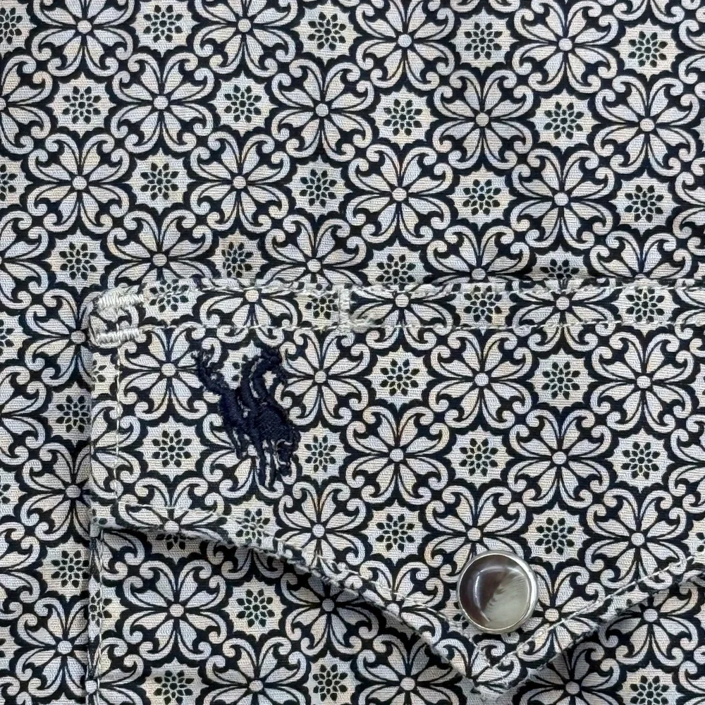 Rodeo Clothing Co Western Snap Shirt Mens L Tan Black Floral Medallion Print